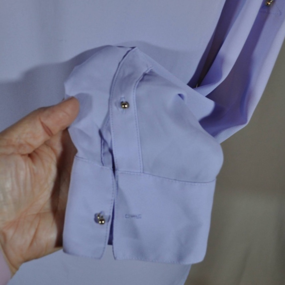 Express Lavender 1/4 botton Blouse - Picture 6 of 13
